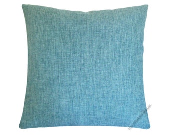 Aqua Blue Cosmo Linen Decorative Throw Pillow Cover / Pillow Case / Cushion Cover / 18x18" Square