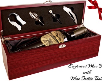Wine Box, Wine Tools, Custom Wine Box, Anniversary Wine Box, Wine Storage, Wine Ceremony, Engraved Wine Box, Wood Wine Box, Rosewood Finish