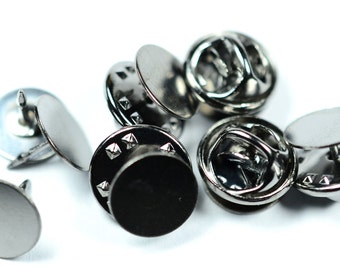 120 Pieces Gunmetal 10 mm Tie Tack Clutch Pin Findings