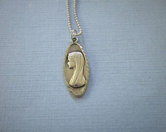 Silver Our Lady of Lourdes Religious Medal - Mary Neckalce - French Religious Medal - Pendant Necklace - Religious Jewelry - Catholic Gifts