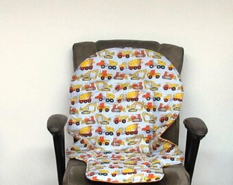 Graco baby accessory Duodiner or Blossom highchair replacement pad, child chair cushion, feeding chair pad protector, construction trucks