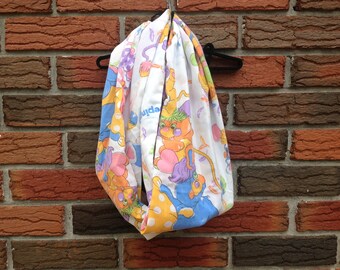 Vintage Popples Infinity Scarf Adult Upcycled Vintage Sheet Fabric