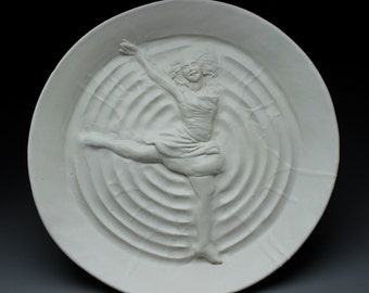 Dancer Bas Relief Sculpture Platter Wall Art Figure Plate Modern Dance