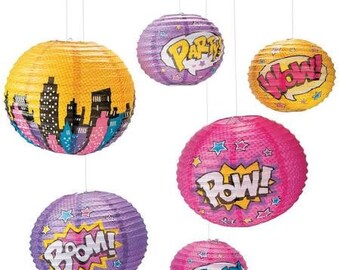 My Girl Superhero Party Lanterns /Superhero girls theme / superhero girl party