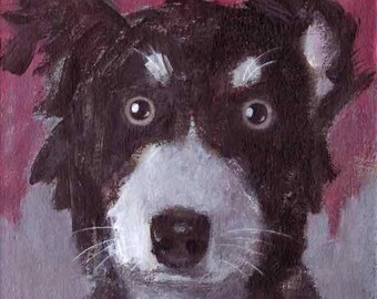 ORIGINAL Dog Canvas Painting by KAZUMI 8x8 inches