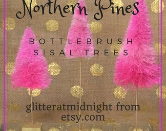 Bottlebrush Trees ( Set of 3 ) Pink Ombre Northern Pines !