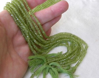Green Peridot Beads Natural 8 or 9 Inch Strand Center Drilled 3.5mm Rondelle Semiprecious Faceted Gemstone Take 20% Off Jewelry Craft Supply