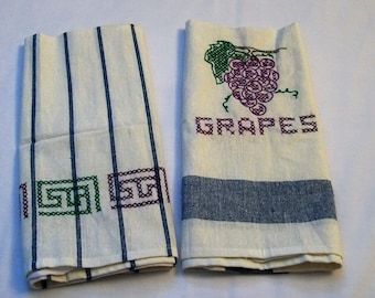 Dish Towel, Towel with Embroidery, Grapes Towels, embroidery kitchen towels, Embroidered Dish towel, Hand Embroidery, Kitchen Towel