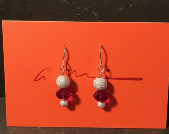 Red Swarovski Crystal and Sterling Earrings