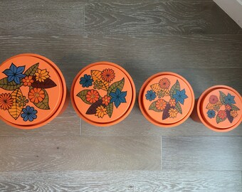 Rubbermaid Vintage Kitchen Canisters Retro With Lids - Orange (Set of 4)