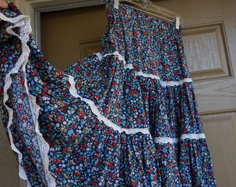 1970s 70s floral prairie skirt small size 5