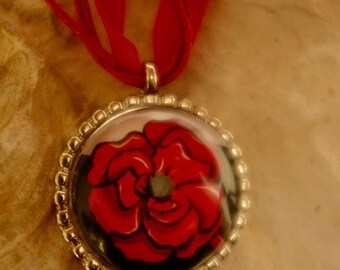 Red and black Flower necklace