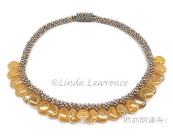 Golden Teardrops Reversible Necklace, KUMIHIMO, BRAIDED, BEADED