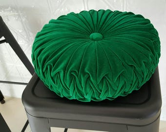 Emerald Green Vintage Style Velvet Cushion