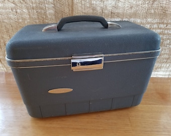 Sears Blanton Blue Train Case Vintage Make Up Case