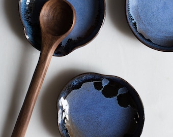 Spoon Rest in Blue on Toasted Stoneware