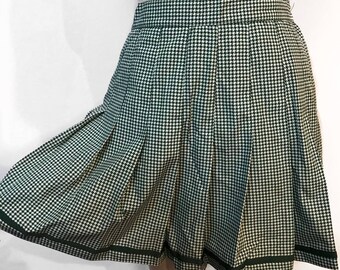 Vintage green pleated houndstooth print tennis skirt cheerleading skirt Medium