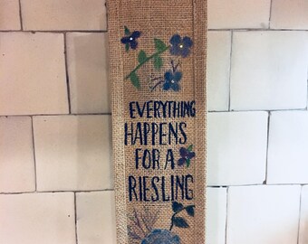 Burlap wine bag.