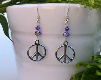 Purple Peace Dangle Earrings