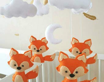 Fox mobile, fox baby mobile, fox nursery mobile, woodland animal mobile, baby shower gift, baby gift, baby Mobile, baby crib mobile