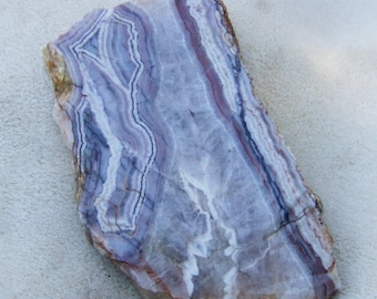 Lace Agate Slab - Grey, Pink & White Handmade Stone Slice by JewelryArtistry - SL387