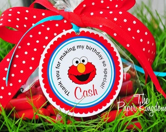 Elmo Hang Tags, Elmo Favor Tags, Personalized Elmo Gift Tags, Elmo Birthday Party - Set of 12