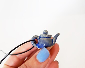 Blue Miniature Teapot Necklace
