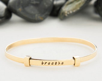 Breathe, Yoga, Just Breathe, bracelet, Jewelry, bangle, cuff, bangle bracelet, personalized bracelet, Yoga bracelet, B252B