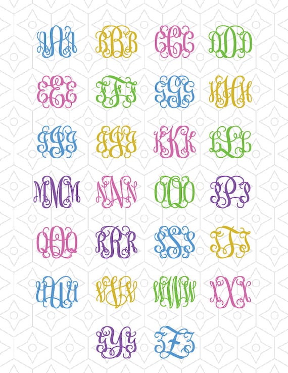 Vine Monogram Font SVG DXF and AI Vector Files for use with