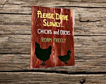 Chicken and Ducks wood sign - welcome wood sign - custom chicken coop sign - wood chicken and duck sign - chicken coop sign - recycled