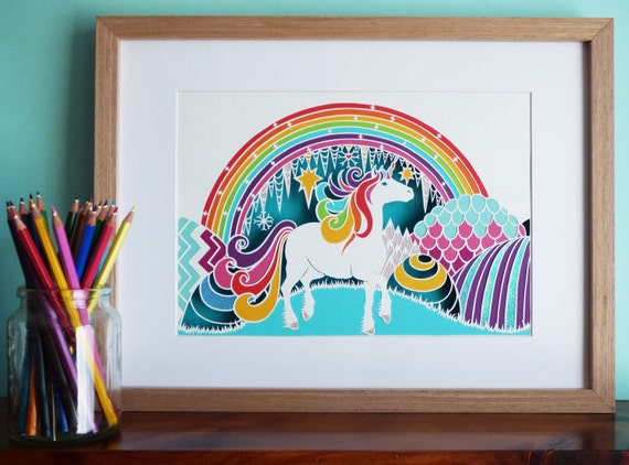 Download Rainbow Icy Magic Unicorn Single Layered Papercut Design