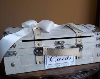 Wood Trunk Wedding Card Box with Card Slot, Rustic Wedding Decor, Wood Card Box, Card Slot, Wedding Cards, Shower Cards