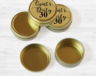 Personalized Dirty 30 Birthday Favor Tins - Gold Birthday Favor Tins - Mint Tin - Gold Mint Tin Favors - Gold Tin Mints
