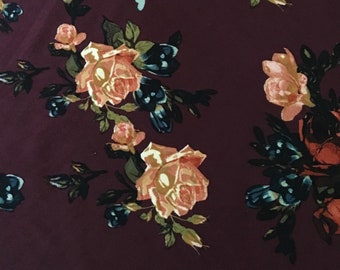 HEADBAND-Floral on Eggplant Purple
