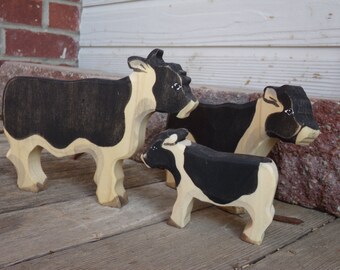 Three Wooden Toy Cows waldorf style