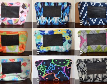 Fleece Bonding Pouch Purse with Screen and Adjustable Strap for Hedgehog, Rat, Sugar Gliders or Small Pet