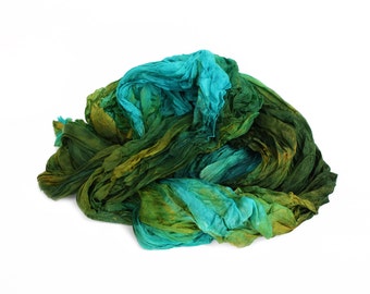turquoise silk scarf, silk scarf - Lagoon - blue, green,olive, turquoise silk scarf.