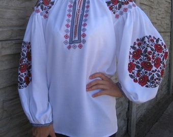 White blouse vyshyvanka "Ruta" of 100% viscose Boho Style