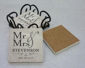 Personalized Coaster Set Bridal Shower Wedding Present