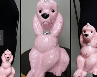 Timmy Woods Signed Handbag- Pink Poodle Purse Shoulder Bag Poodle Clutch/Designer