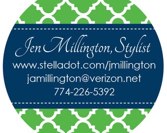100 Personalized Favor Label Stickers- 2" Round- Design your Own- Quatrefoil