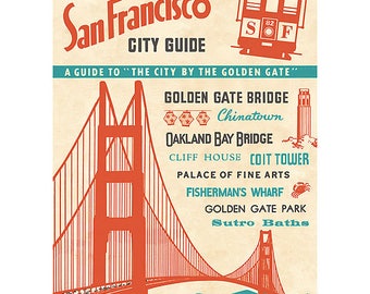 Vintage San Francisco City Guide Wrapping Paper by Cavallini to Frame or Gift Wrapping, Decoupage, Collage, Scrapbook, Paper Arts PSS 3357