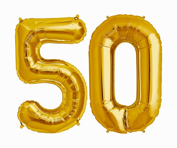 GOLD Number 50 Balloon 50th Birthday Photo Prop Number