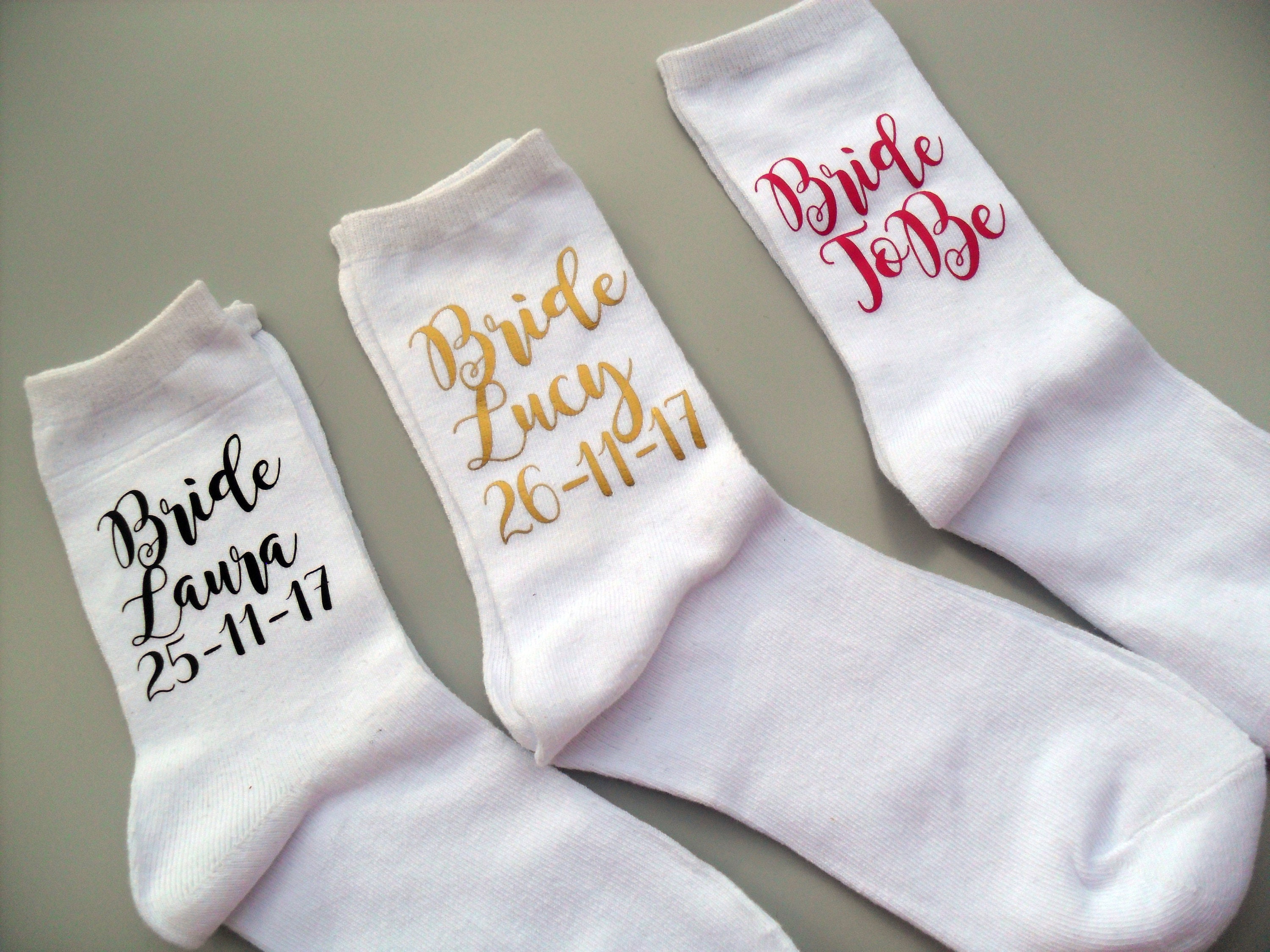 Bride socks, Bride to be, white bride socks, wedding gift, personalised ...