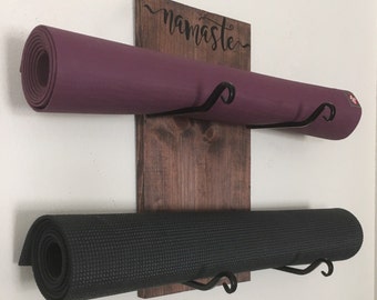 Yoga Mat Holder - Yoga Gift - Yoga Accessory - Yoga Decor - Om - Namaste - Double Mat Holder - Workout Organizer - Workout Room - Yoga Room
