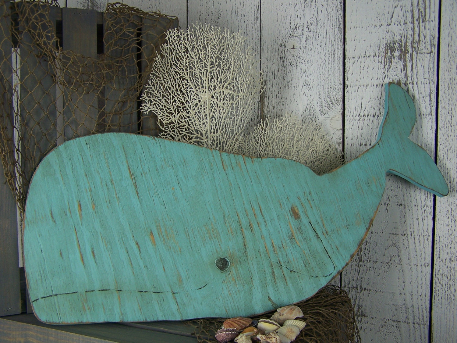 Wooden Whale Sign Decor Blue Wall Art Beach Description Wooden Whale Sign