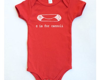 C is for Cannoli Baby One-Piece Bodysuit (Red) - Italian, Italy