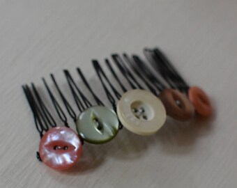 Handmade Vintage Button Hair Comb