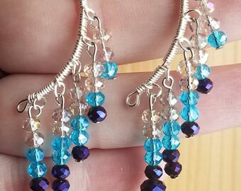 Ocean wave ombre dangle earrings. Underwater treasures