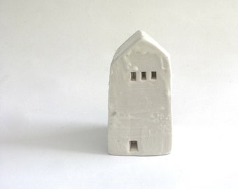 hand built porcelain house ... minimalist modern ... tiny ceramic house